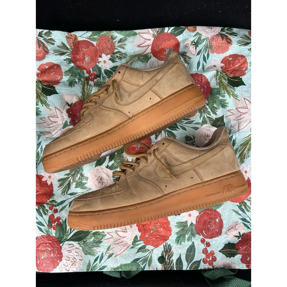 Nike Air Force 1 Low 'Flax' Wheat Sneakers Sz 9.5 Mens Classic Streetwear Shoes - Picture 6 of 12